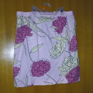 LOFT Pink and Green Floral Cotton Mini Pencil Skirt Casual Size Small